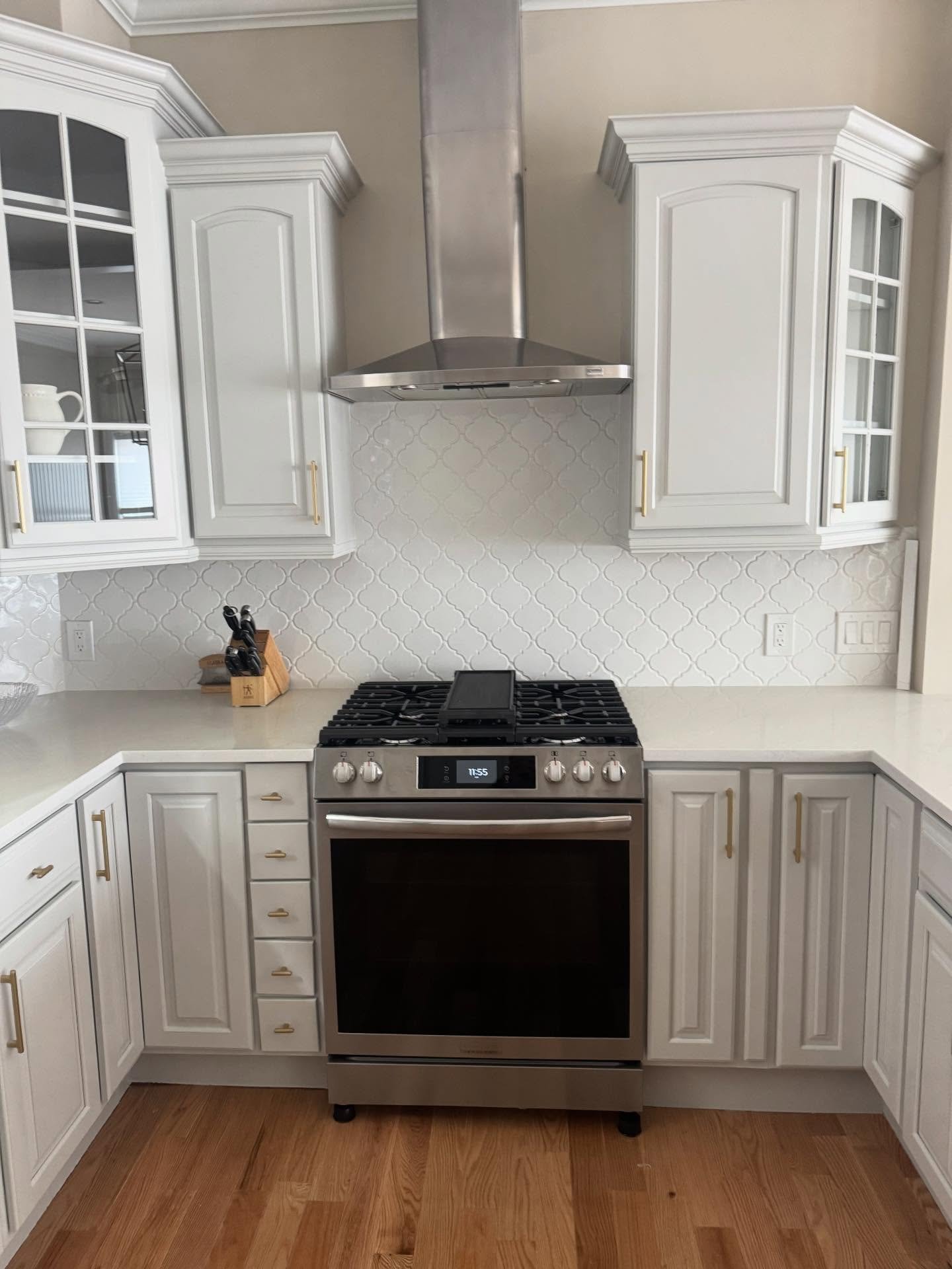 Kitchen remodel, wall removed to open the layout in Boston